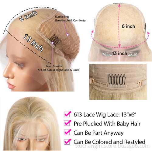 30 Inch 613 Lace Front Wig Human Hair Virgin 13x6 613 Transparent Hd Lace Frontal Wigs, 613 Blonde Cuticle Aligned Full Lace Wig